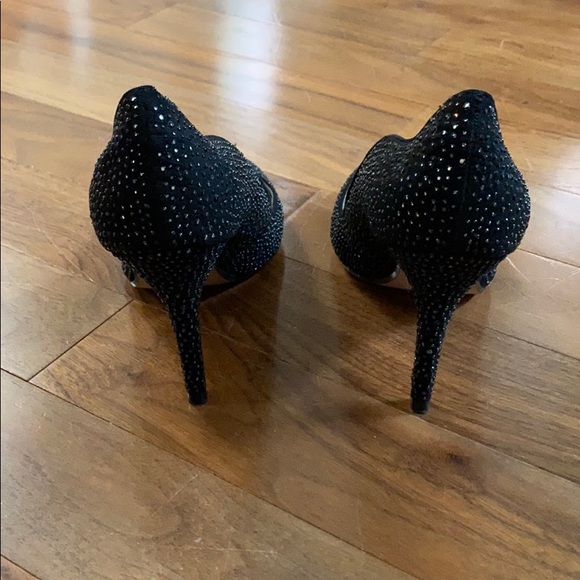 Zara Sparkly Wavy Black Heels - Picture 3 of 8